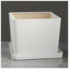 Горшок для цветов "Квадрат", шёлк, белый, керамика, 5.5 л Oriana