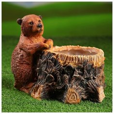 Фигурное кашпо "Пень с мишкой" Н-19см, D-17см Хорошие сувениры