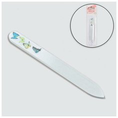 Пилка стеклянная для ногтей «Бабочки», 9 см, разноцветная Queen Fair