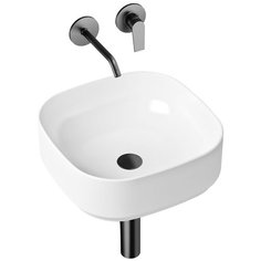 Комплект 4 в 1 Lavinia Boho Bathroom Sink Slim 21510033, накладная фарфоровая раковина 40 см, встраиваемый смеситель со скрытым механизмом, латунный сифон, донный клапан quick-clac