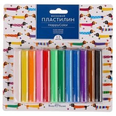 Пластилин мягкий (восковой) 12 цветов, 200 г, Happycolor в блистере, микс Bruno Visconti