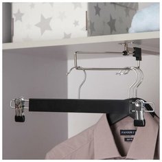 Вешалка для брюк и юбок с зажимами SAVANNA, сорт А, 34×1,2×12,5 см, тёмное дерево, лотос