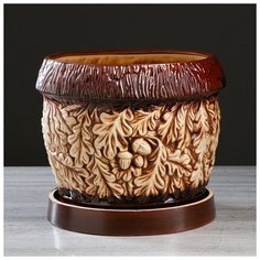 Кашпо "Дубок", коричневое, керамика, 18 л