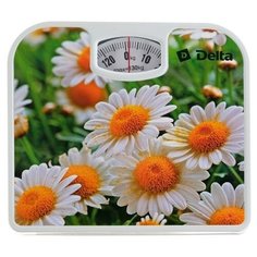 Весы напольные DELTA D-9408, механические, до 130 кг, рисунок "Ромашки