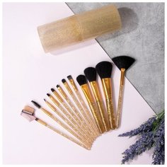 Набор кистей для макияжа, 12 предметов, футляр, цвет микс Queen Fair