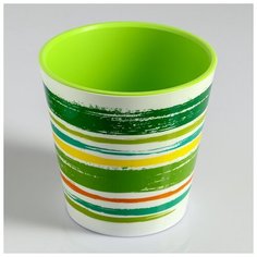 Кашпо со вставкой «Краски», 2,1 л, цвет зелёный Алеана