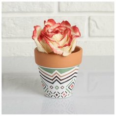 Кашпо керамиеское Терракот с узором цветным 9*9см рисунок микс Take It Easy