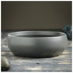 Кашпо- бонсайница керамическое круглое "Плошка" серое 16*16*5 см Take It Easy