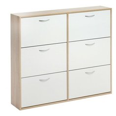 Обувница Приветливая-4, 1186х223х1096, Дуб сонома/белый Клик Мебель