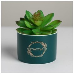 Керамическое кашпо с тиснением «Счастье», 8 х 5,5 см