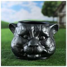 Фигурное кашпо "Голова тигра", символ года 2022, металлик, керамика, 8.5 л