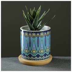 Кашпо "Цветные узоры" на деревянной подставке, микс 7,5*7,5см Take It Easy