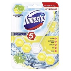 Блок для очищения унитаза Domestos Power 5 «Свежесть лайма», 55 г