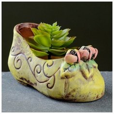 Кашпо фигурное "Туфелька" желтое 10,5*4*7см Take It Easy