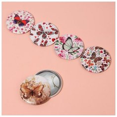 Зеркало «Бабочки», d 7,5 см, рисунок микс Queen Fair