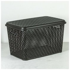 Ящик для хранения с крышкой «Ротанг», 23 л, 45×30×26,5 см, цвет коричневый Idea (М Пластика)