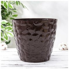 Кашпо с поддоном «Камешки», 5 л, цвет шоколадный РОССПЛАСТ