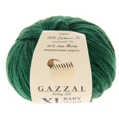 Пряжа GAZZAL Baby Wool XL, 40 % мериносовая шерсть, 20 % кашемир, 40 % акрил, 50 г, 100 м, 814 зеленый