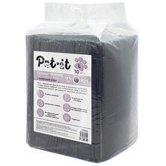 Pet-it пеленки с суперабсорбентом (SAP) угловыми стикерами и бамбуковым углем, черные, 60х90 см (30 шт)