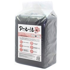 Pet-it пеленки с суперабсорбентом (SAP) угловыми стикерами и бамбуковым углем, черные, 60х60 см (30 шт)