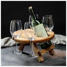 Подставка для вина и закусок "Винница", раскладная, массив ясеня, 29х29х6,5 см Доброе дерево