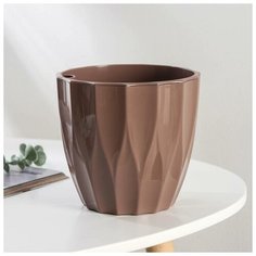 Кашпо со вставкой «Флюте», 1,9 л, цвет мокко, вставка микс Plast Avenue