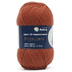 Пряжа Astra Premium Эвридика 100гр. 200м (100% шерсть) (19 терракотовый), 3 шт