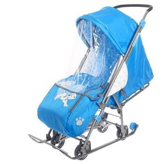 Санки- коляска «Baby 1» 101 Далматинец, цвет голубой Nika