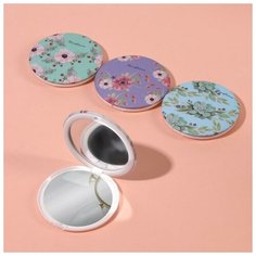 Зеркало складное «Цветы», с увеличением, рисунок микс Queen Fair