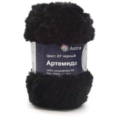 Пряжа Astra Premium Артемида 100гр. 60м (100% микрофибра ПЛ) (07 черный), 3 шт