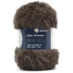 Пряжа Astra Premium Артемида 100гр. 60м (100% микрофибра ПЛ) (19 шоколад), 3 мотка