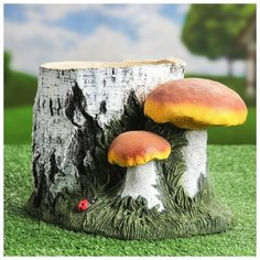 Кашпо "Пень берёзовый с грибами", 6 л Керамика ручной работы