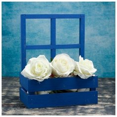 Кашпо деревянное 24×14×30 см "Оконная клумба", с ручкой, синий Дарим Красиво