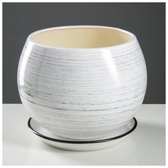 Горшок для цветов "Шар", глянец, бело- черный, керамика, 9 л Oriana