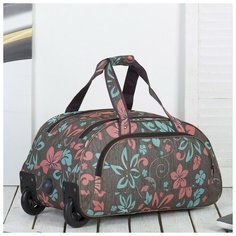 Сумка дорожная на колёсах, отдел на молнии, наружный карман, цвет серый/разноцветный Amen.