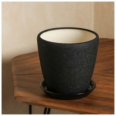 Горшок для цветов "Грация", шёлк, чёрный, керамика, 4.5 л Oriana