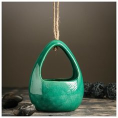 Кашпо керамическое подвесное "Корзинка" зеленое 13*11*18 см Take It Easy
