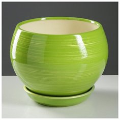 Горшок для цветов "Шар", глянец, салатово- золотой, керамика, 4.1 л Oriana