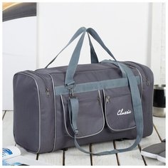 Сумка спортивная, отдел на молнии, 2 наружных кармана, длинный ремень, цвет серый Amen.