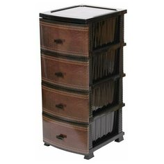 Комод пластмассовый Декор "кожа" черный, 4 ящика РОССПЛАСТ