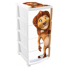 Комод пластмассовый Декор "Лев" 4 ящика, белый РОССПЛАСТ