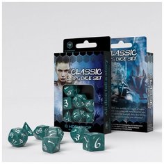 Набор кубиков для настольных ролевых игр (Dungeons and Dragons, DnD, D&D, Pathfinder) - Classic RPG Stormy & white Dice Set Q Workshop