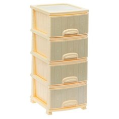 Комод пластмассовый Декор" Белое дерево", 4 ящика, слоновая кость РОССПЛАСТ