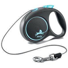 Flexi тросовый поводок-рулетка для собак, синий, "Black Design", XS 3 м/8 кг