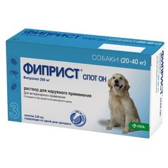 Капли (KRKA) фиприст Спот-Он от блох, иксодовых клещей, вшей, власоедов для собак 20-40 кг (3 пипетки)