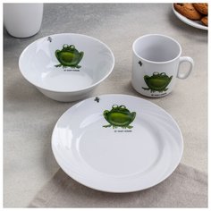 Набор детской посуды Добрушский фарфоровый завод "Лягушка", 3 предмета