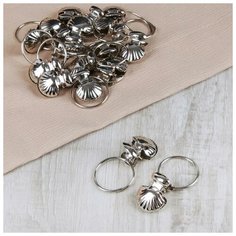 Кольцо для карниза, с зажимом, d = 32/36 мм, 20 шт, цвет серебряный Арт Узор