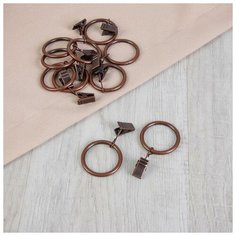 Кольцо для карниза, с зажимом, d = 32/38 мм, 10 шт, цвет медный Арт Узор