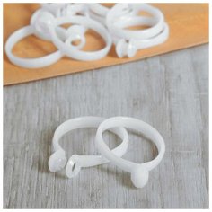 Кольцо для карниза, d = 34/40 мм, 10 шт, цвет белый Арт Узор