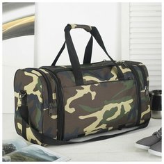 Сумка дорожная, отдел на молнии, 2 наружных кармана, с увеличением, длинный ремень, цвет хаки Amen.